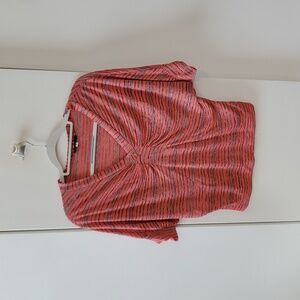 Cropped Summer Blouse | Coral/Grey Color | Size S
